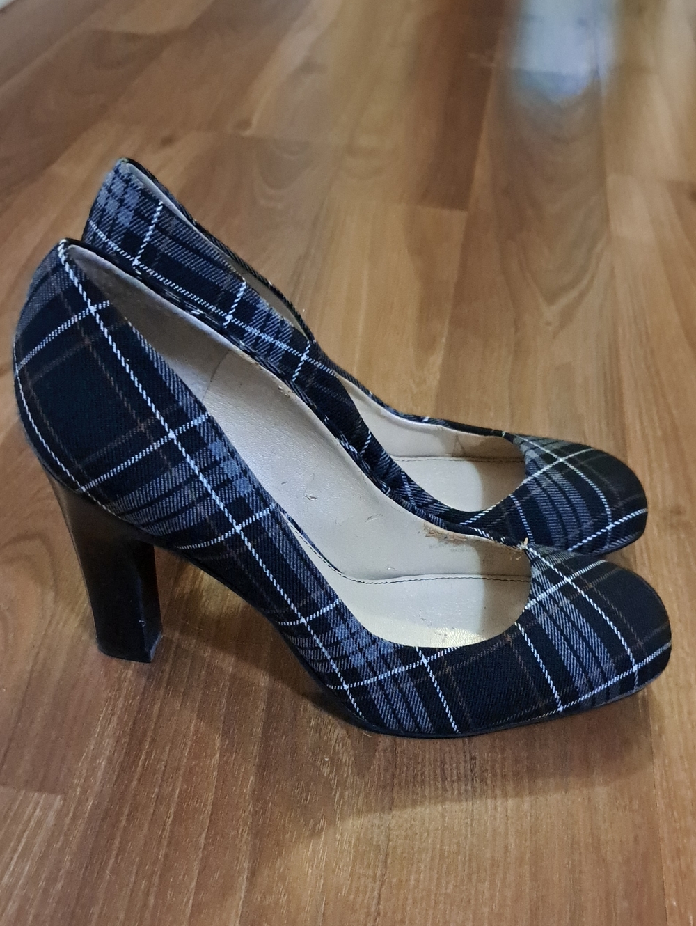 Marc Fisher Black Plaid High Heel Pumps